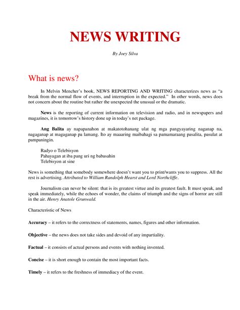 News Writing Filipino .